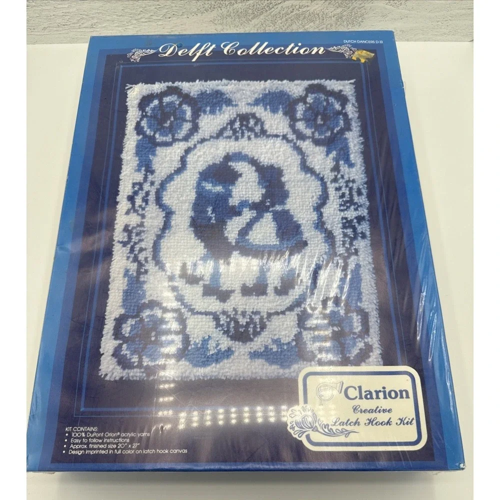 Vtg Latch Hook Kit Delft Dutch Dancers‎ Clarion 1980 20